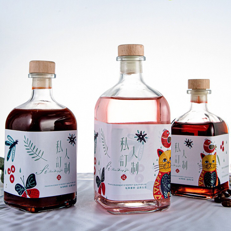 Wholesale Custom Square 100ml 250ml 300ml 375ml 500ml Fruit Wine Champagne  Liquor Drinks Empty Glass Bottle Manufacturer and Supplier | Yanru Glass