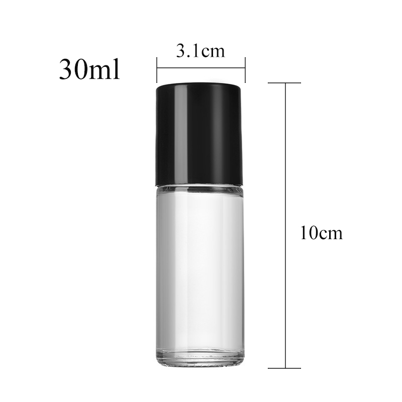 Clear glass roll-on bottle with plastic roll-on