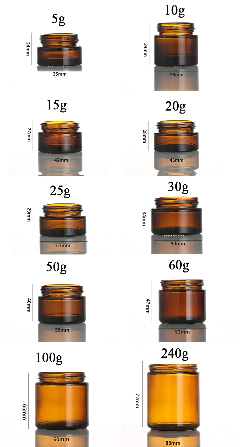 amber glass cream jar size