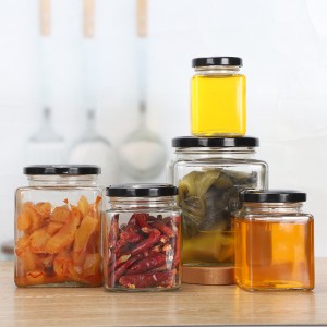 Square glass jam jar